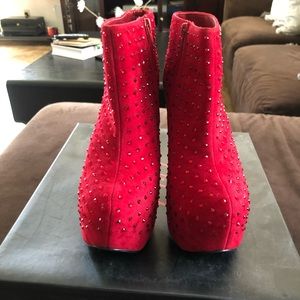 Platform rhinestone high heel booties